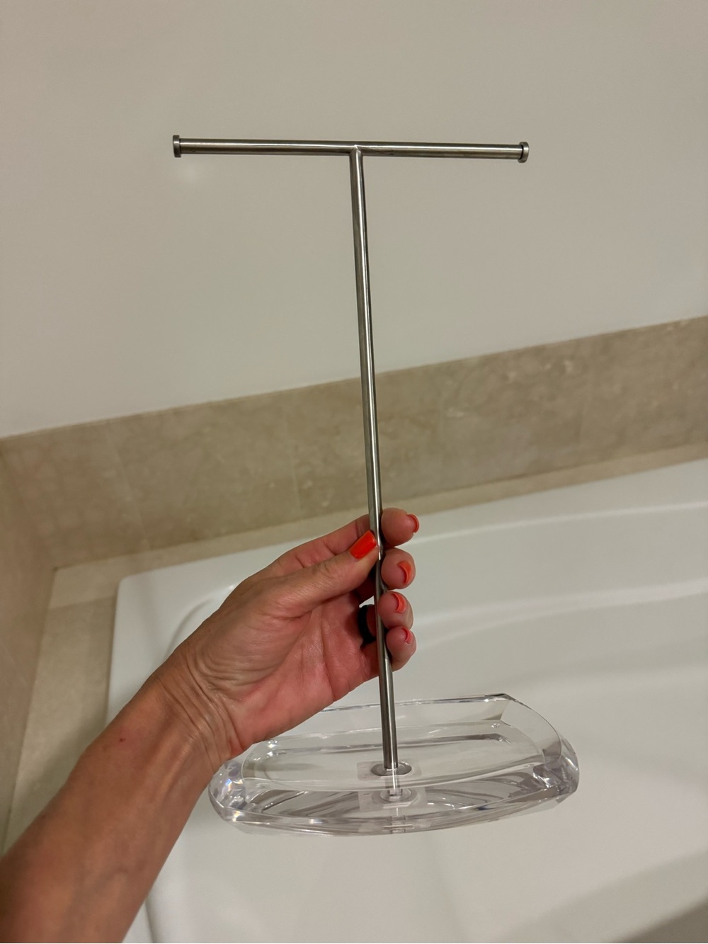 The Container Store Clear Acrylic & Silver Jewelry T-Bar Display